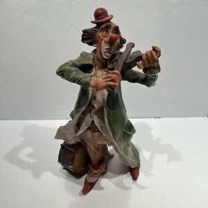 Giuseppe Armani Italy Musical Clown Violinist Drum Figurine Signed 1982 Florence
